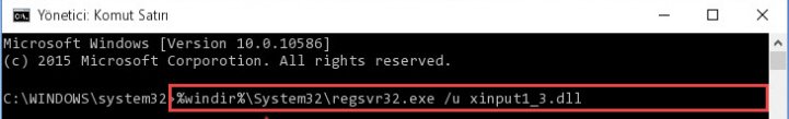 32 bit için Xinput1_3.dll dosyasını Kayıt Defterinden Kaldırma