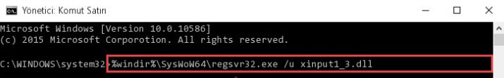 64 bit için Xinput1_3.dll dosyasını Kayıt Defterinden Kaldırma