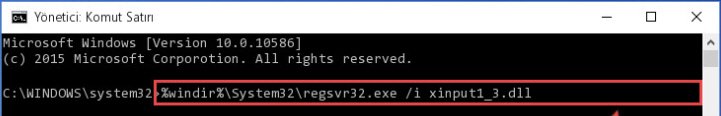 32 Bit için Xinput1_3.dll kütüphanesi için Windows Kayıt Defterinde yeni kayıt oluşturma