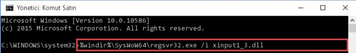 64 Bit için Xinput1_3.dll kütüphanesi için Windows Kayıt Defterinde yeni kayıt oluşturma