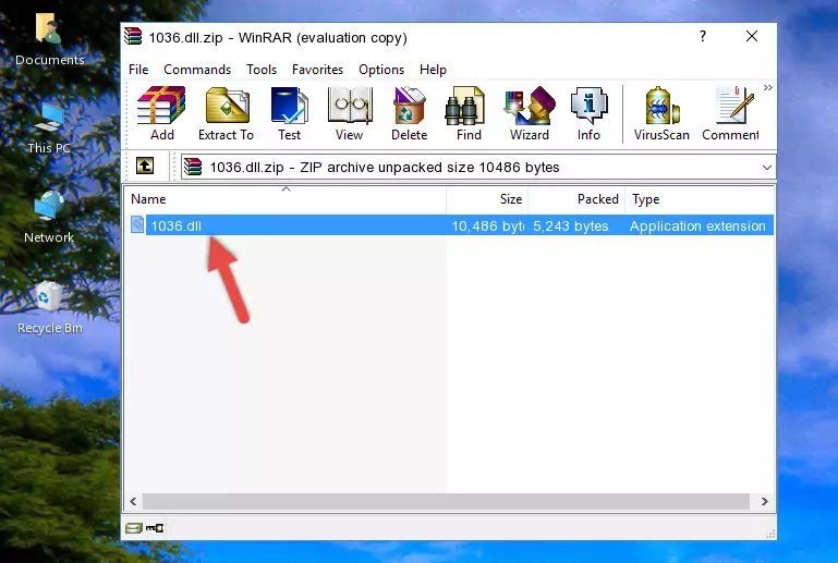 Copying the 1036.dll file into the software's file folder