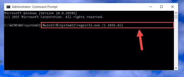 Deleting the damaged registry of the 1036.dll