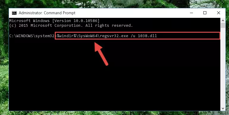 Reregistering the 1038.dll file in the system (for 64 Bit)