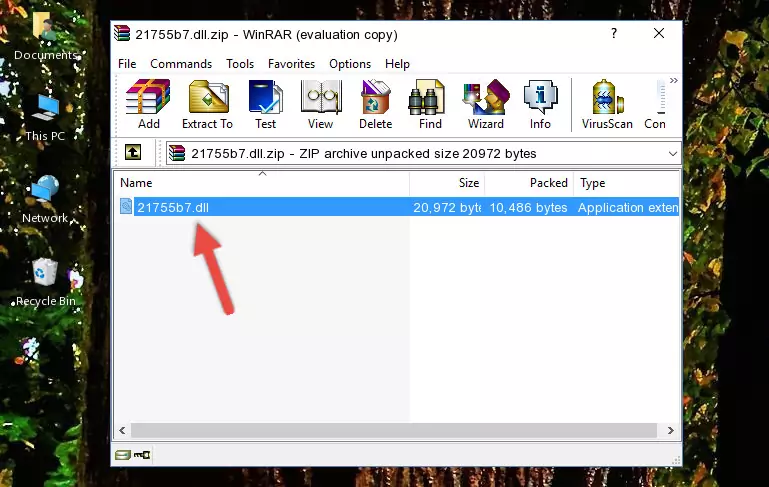 Copying the 21755b7.dll file into the software's file folder