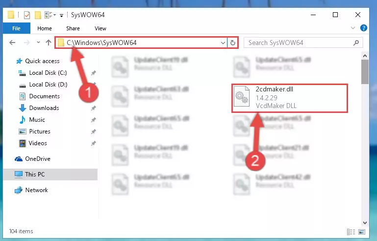 Pasting the 2cdmaker.dll library into the Windows/sysWOW64 directory