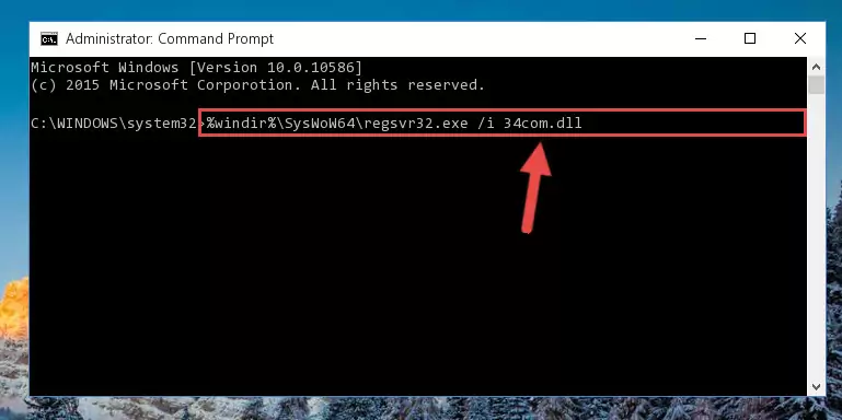 Uninstalling the broken registry of the 34com.dll library from the Windows Registry Editor (for 64 Bit)