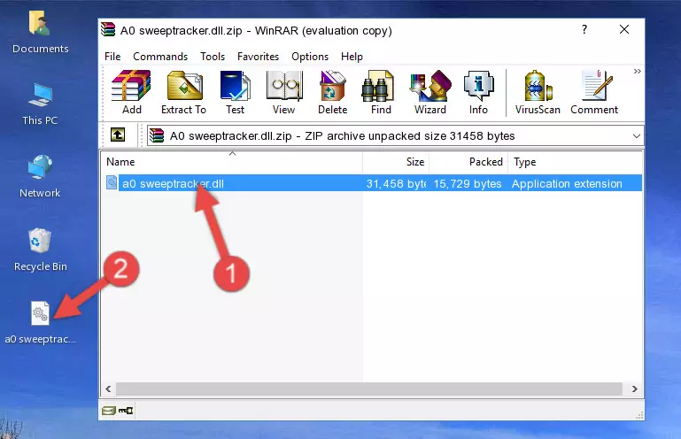 Pasting the A0 sweeptracker.dll file into the software's file folder