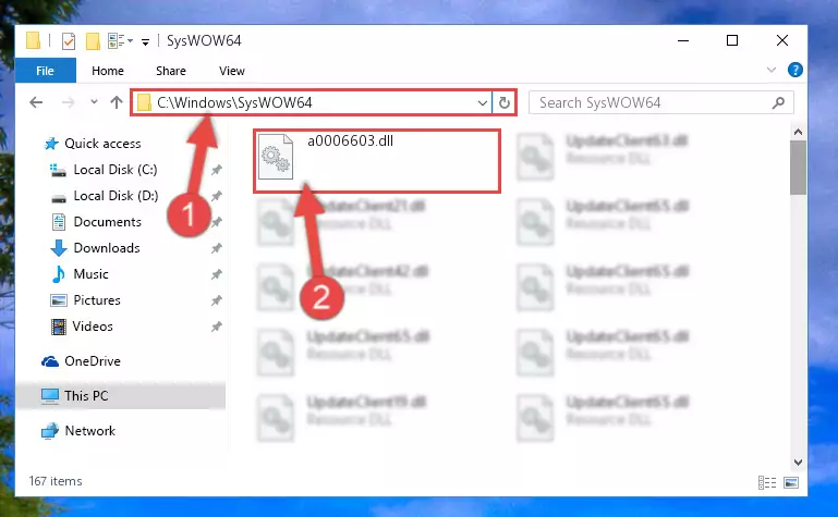 Copying the A0006603.dll file to the Windows/sysWOW64 folder