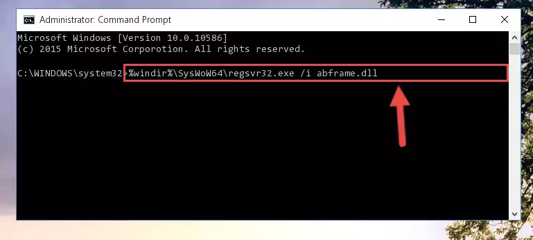 Uninstalling the Abframe.dll file from the system registry