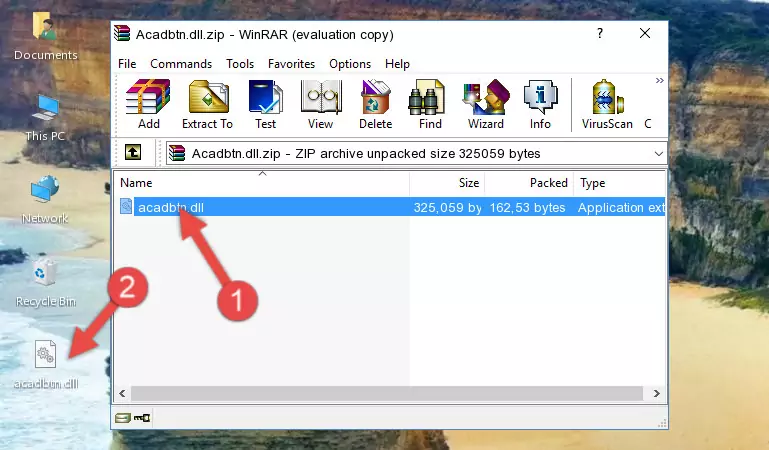 Copying the Acadbtn.dll file into the software's file folder