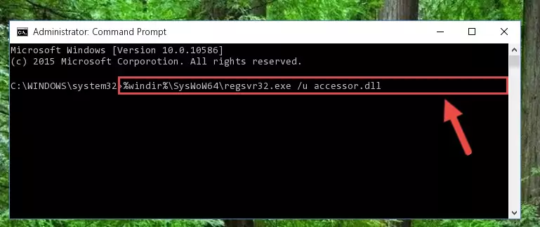 Reregistering the Accessor.dll library in the system