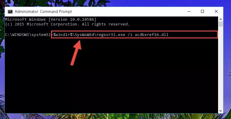 Deleting the Acdbxref16.dll file's problematic registry in the Windows Registry Editor