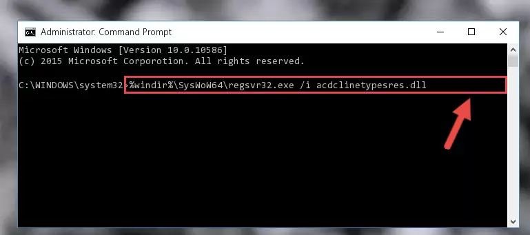 Uninstalling the broken registry of the Acdclinetypesres.dll file from the Windows Registry Editor (for 64 Bit)