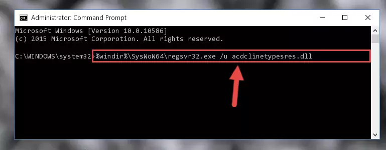 Creating a clean registry for the Acdclinetypesres.dll file (for 64 Bit)