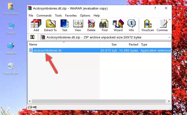 Copying the Acdcsymbolsres.dll file into the software's file folder