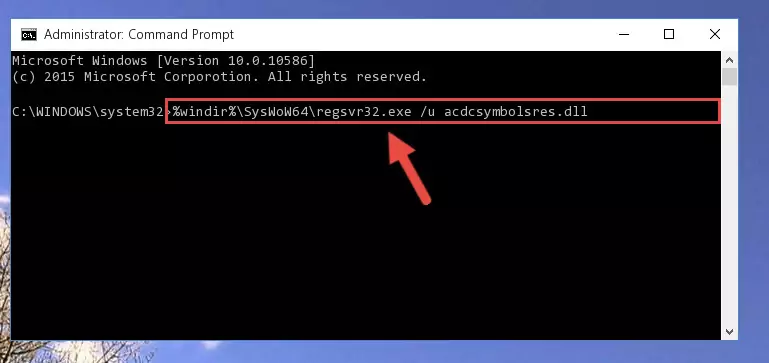 Reregistering the Acdcsymbolsres.dll file in the system (for 64 Bit)