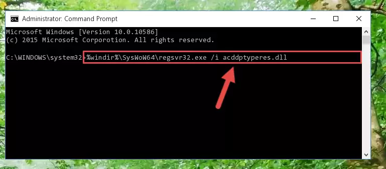 Cleaning the problematic registry of the Acddptyperes.dll library from the Windows Registry Editor
