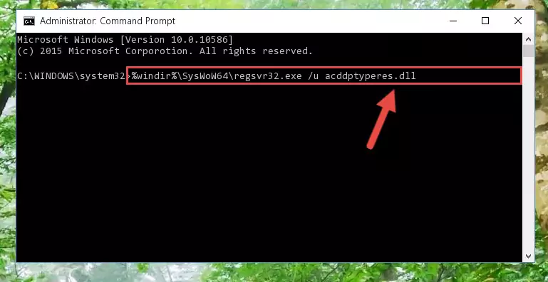 Creating a new registry for the Acddptyperes.dll library in the Windows Registry Editor