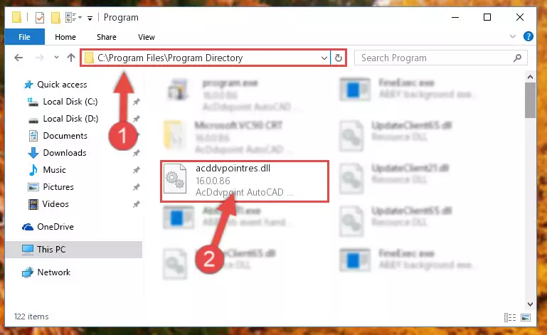 Uninstalling the broken registry of the Acddvpointres.dll library from the Windows Registry Editor (for 64 Bit)