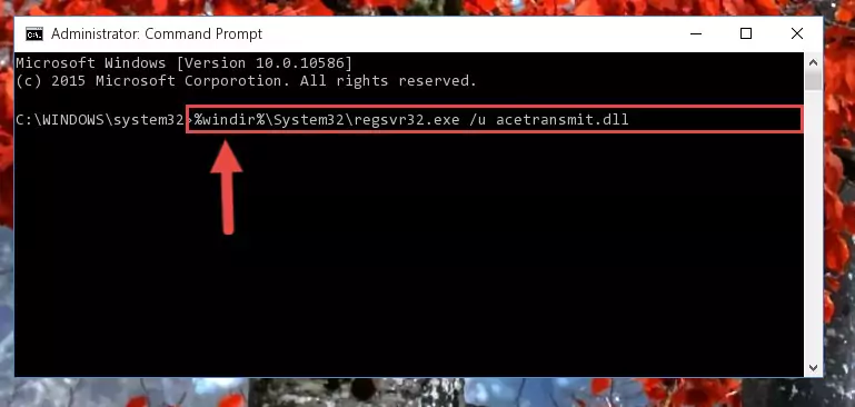 Reregistering the Acetransmit.dll file in the system