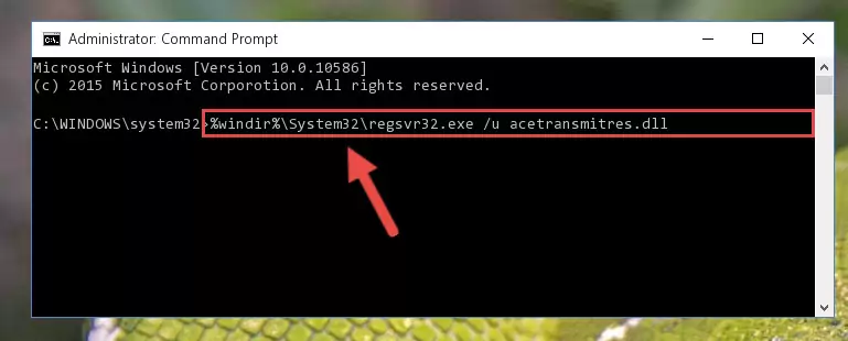 Extracting the Acetransmitres.dll file from the .zip file