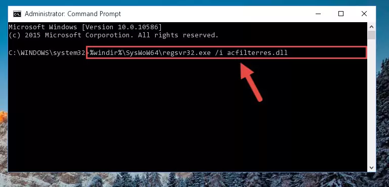 Uninstalling the Acfilterres.dll file's broken registry from the Registry Editor (for 64 Bit)