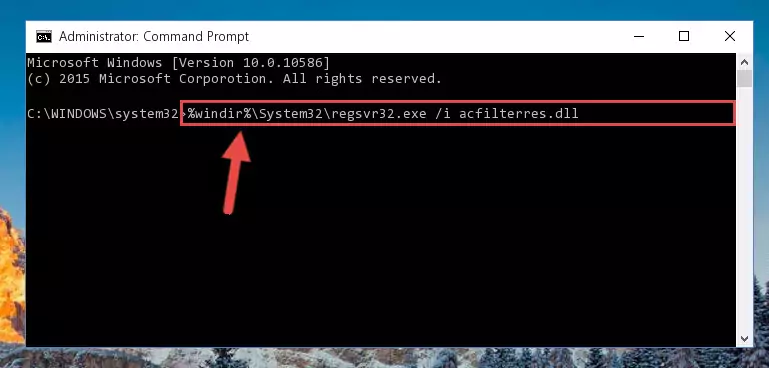 Uninstalling the Acfilterres.dll file from the system registry