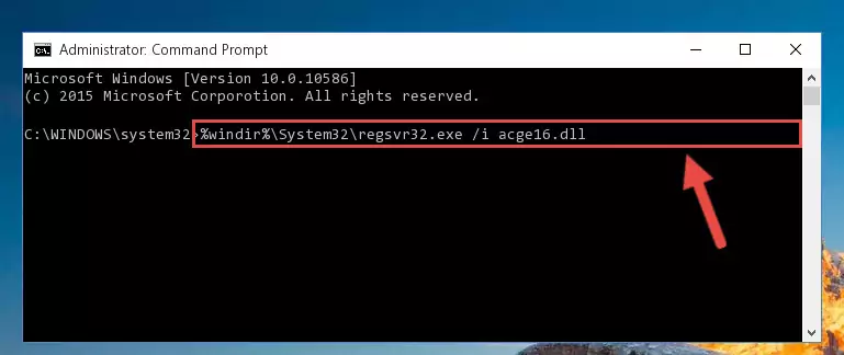 Uninstalling the Acge16.dll file from the system registry
