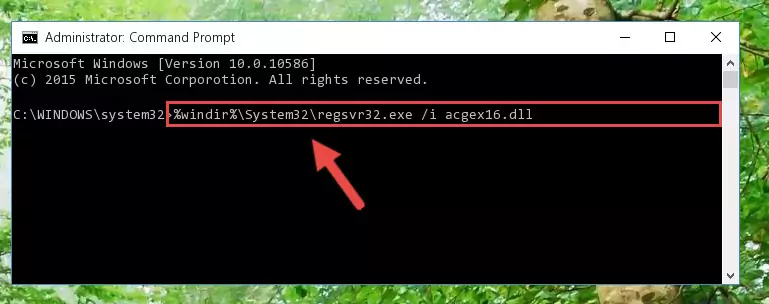Deleting the damaged registry of the Acgex16.dll