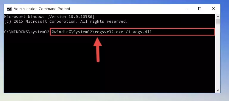 Uninstalling the Acgs.dll library from the system registry
