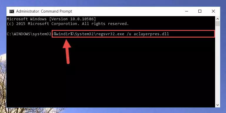 Reregistering the Aclayerpres.dll file in the system