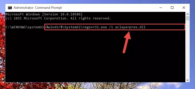 Deleting the damaged registry of the Aclayerpres.dll