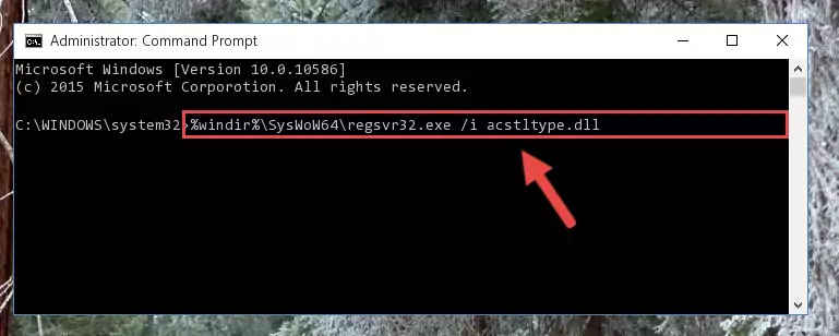 Deleting the damaged registry of the Acstltype.dll