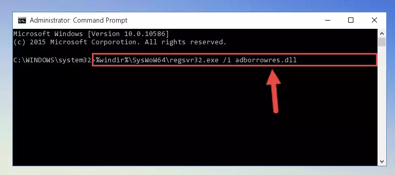 Deleting the Adborrowres.dll library's problematic registry in the Windows Registry Editor