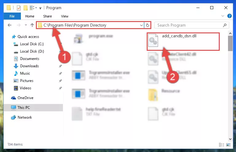 Choosing the Add_candb_dsn.dll library