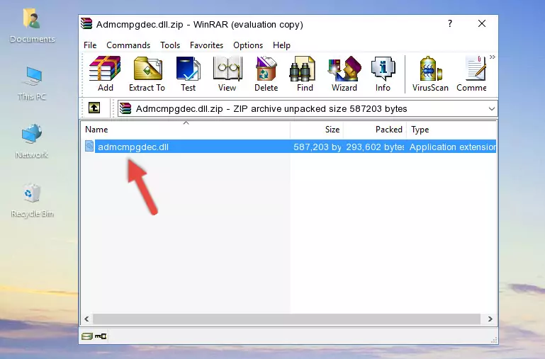 Copying the Admcmpgdec.dll file into the software's file folder