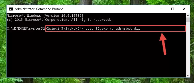 Reregistering the Adsmsext.dll file in the system