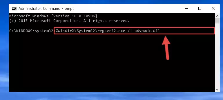 Cleaning the problematic registry of the Advpack.dll file from the Windows Registry Editor