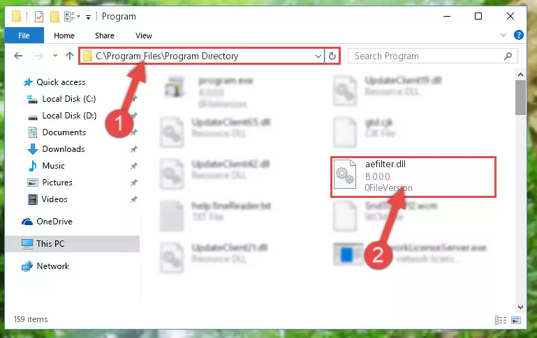 Uninstalling the Aefilter.dll library's problematic registry from Regedit (for 64 Bit)