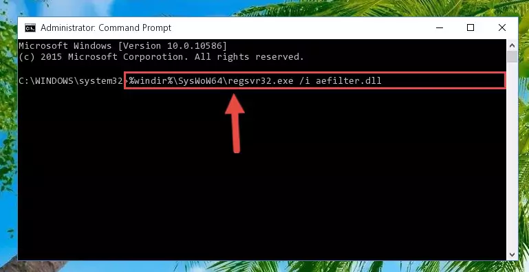 Uninstalling the Aefilter.dll library from the system registry