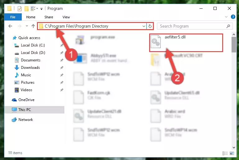 Uninstalling the broken registry of the Aefilter5.dll library from the Windows Registry Editor (for 64 Bit)