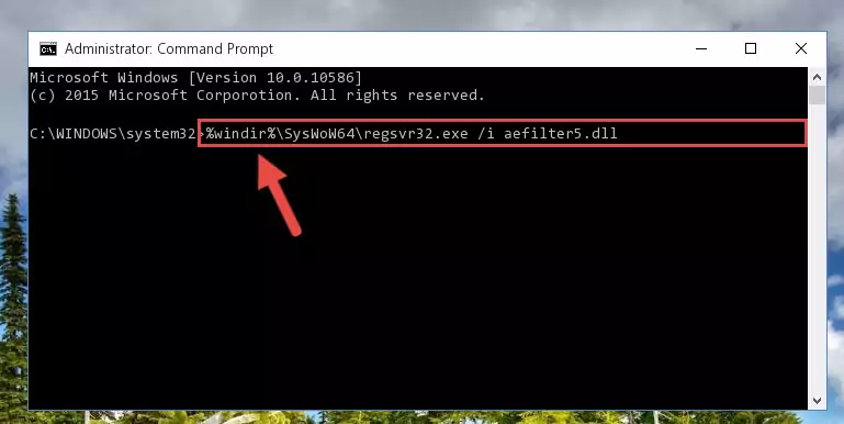 Cleaning the problematic registry of the Aefilter5.dll library from the Windows Registry Editor