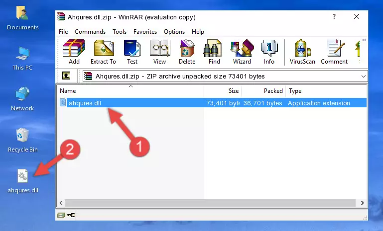 Copying the Ahqures.dll file into the software's file folder
