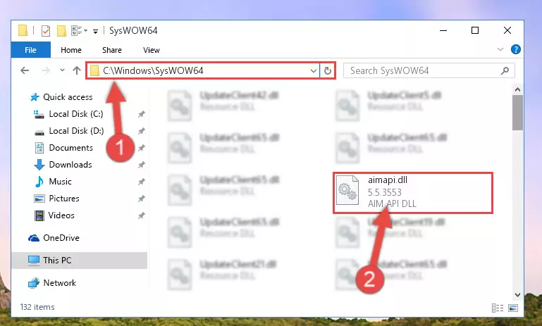 Pasting the Aimapi.dll file into the Windows/sysWOW64 folder