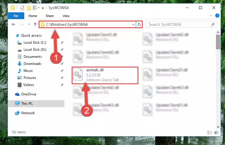 Copying the Aimtalk.dll file to the Windows/sysWOW64 folder