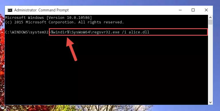 Deleting the damaged registry of the Alice.dll