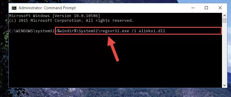 Uninstalling the Alinkui.dll file from the system registry