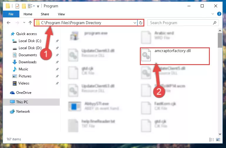 Uninstalling the damaged Amcraptorfactory.dll library's registry from the system (for 64 Bit)