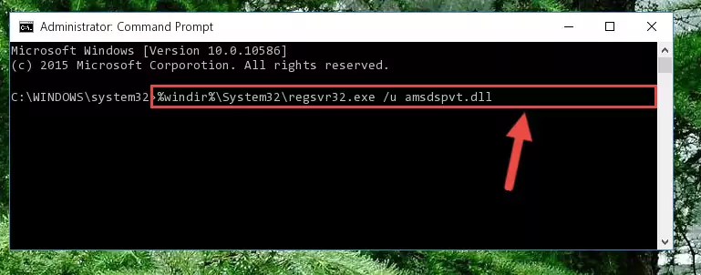 Reregistering the Amsdspvt.dll library in the system