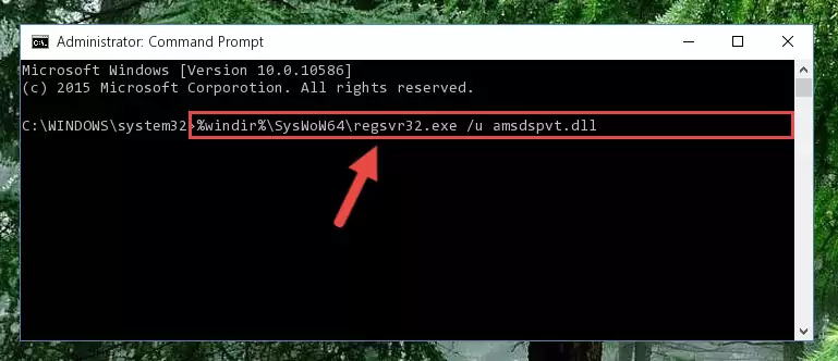 Reregistering the Amsdspvt.dll library in the system (for 64 Bit)